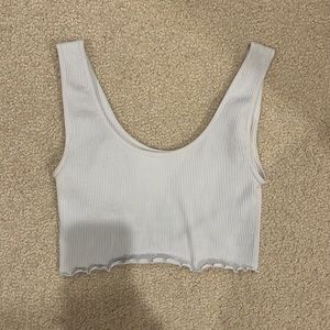 Forever 21 Lettuce-Edge Ribbed Athletic Cropped Tank WITH INTERNAL PADDING